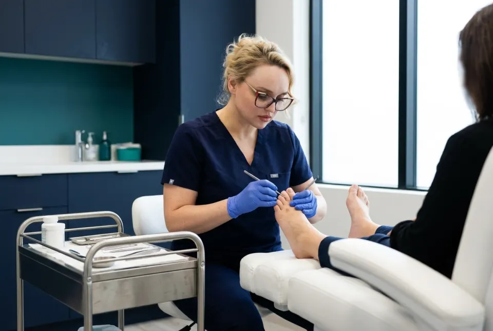 Sarah-Jane Walls providing routine podiatry treatment at The Hub Glasgow