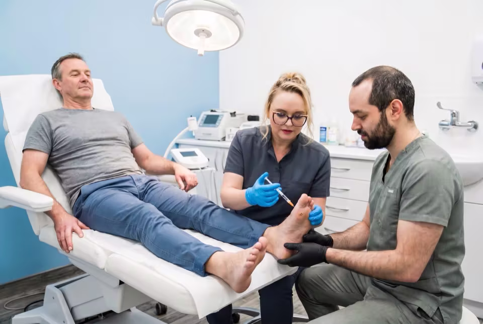 The Hub Glasgow podiatry team carrying out a verruca procedure