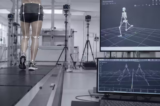 Patient completing a 3D gait analysis assessment at The Hub Glasgow